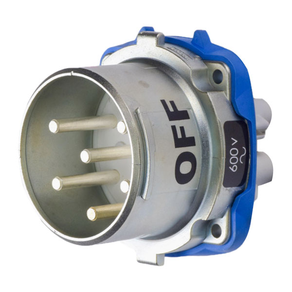 37-38551-4X - DS7c INLET METAL BLUE SIZE 4 IP 66/67 5P+G 30A 600 VAC/130 VDC 60 Hz NO AUX TYPE 4X WATERTIGHTNESS